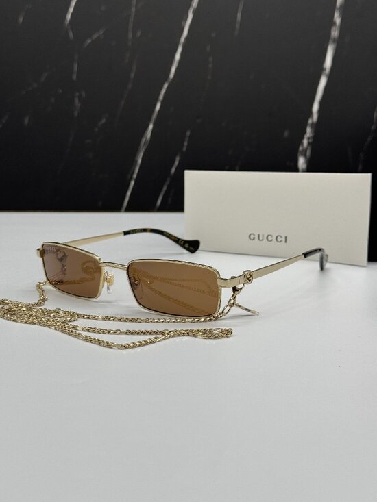 NEW GUCCI GG1600S 002 GOLD WOMEN SUNGLASSES WITH CHAIN main image 6
